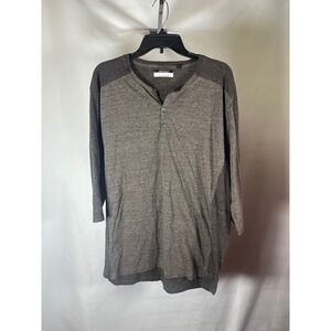 Robert Geller x Five Four Mens Henley Shirt Brown 3/4 Sleeve XL Colorblock